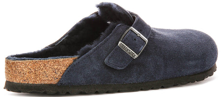Birkenstock Boston Clogs | Navy shearling-lined suede for Women - Regular Fit